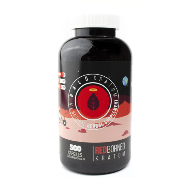 Halo Kratom Red Borneo 500 Cap Front